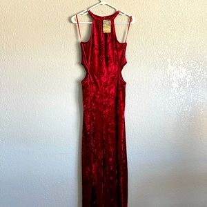 NWT Love J Jumpsuit Red Crushed Velvet Size M